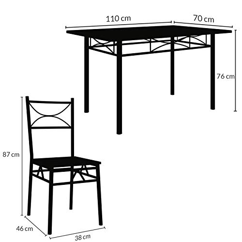CASARIA Conjunto de 1 Mesa y 4 sillas Berlín Muebles de Cocina y de Comedor Roble Mesa de MDF Resistente 110x70 cm.