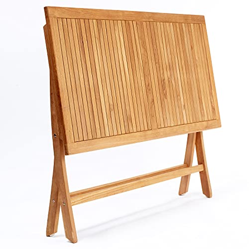 CASARIA Mesa de Jardín Cantaria de Madera de Teca certificada SVLK 125,5 x 60 x 76,5cm Plegable balcón