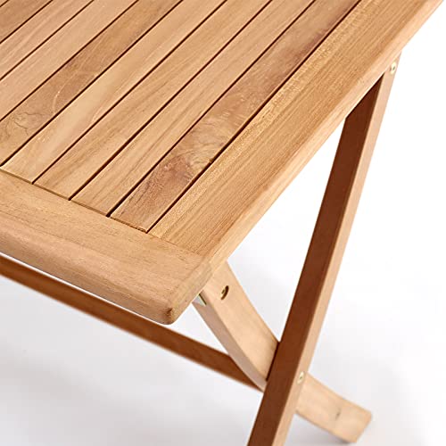 CASARIA Mesa de Jardín Cantaria de Madera de Teca certificada SVLK 125,5 x 60 x 76,5cm Plegable balcón