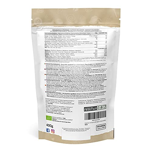 Cáscara de Psyllium Ecológico - 99% Pureza - 400g. Psyllium Husk, Natural y Puro. Cutícula de semillas de Psilio Orgánico, producido en India. Rico en Fibra, para añadir al Agua, Bebidas y Zumos.