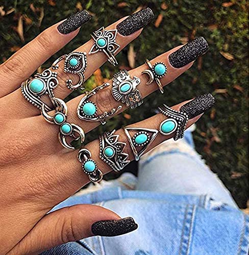 CASSIECA 108 Pcs Midi Anillo Bohemio Knuckle Ring Sets para Mujeres Hombre Moda Dedo Nudillo Anillos Apilables Punk Anillo Gótico Dragon Serpiente Calavera Pulpo Apertura Lobo Anillo Dedo Medio
