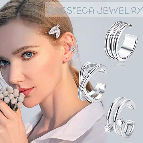 CASSIECA 12Pcs Clips de Oreja Puño de Oreja Clip sin Perforación Pendientes de Cartílago para Hombres y Mujeres No Piercing Pendientes Aro de Oreja sin Perforación Puños de Oreja Clips de Cartílago