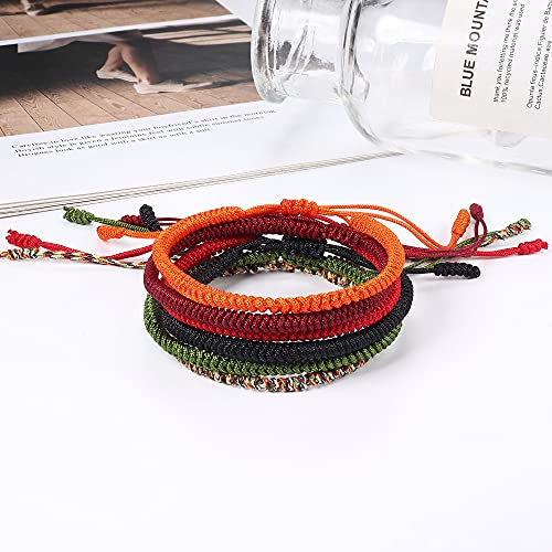 CASSIECA 6 Pieza Pulsera Espiritual Tibetana Pulsera Kabbalah de la Suerte Cordon de Hilo para Hombre Mujer Hecha a Mano Pulsera de Cuerda Multicolor Pulsera Nudo Tradicional Budista Buena Suerte