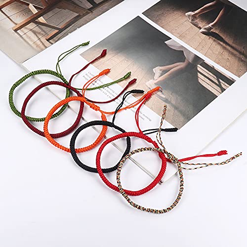 CASSIECA 6 Pieza Pulsera Espiritual Tibetana Pulsera Kabbalah de la Suerte Cordon de Hilo para Hombre Mujer Hecha a Mano Pulsera de Cuerda Multicolor Pulsera Nudo Tradicional Budista Buena Suerte
