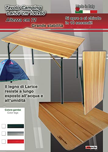 Castelmerlino Mesa plegable al aire libre camping terraza superior alerce 100x60 cm