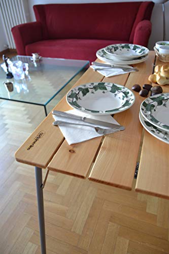 Castelmerlino Mesa plegable al aire libre camping terraza superior alerce 100x60 cm