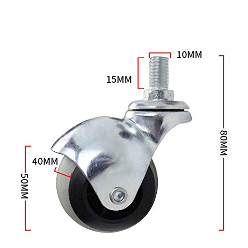 Castor ruedas en movimiento ruedas Caster Ruedas 2 pulgadas bola Ruedas M10 rosca del vástago ruedas de nylon / Caucho silencioso Muebles Silla de oficina Ruedas de repuesto Quiet balanceo de protecci