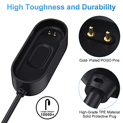 CAVN Cargador Compatible con Xiaomi Mi Band 4, 2 Pack Cable de Carga USB Cargador Adaptador Compatible con Xiaomi Mi Band 4