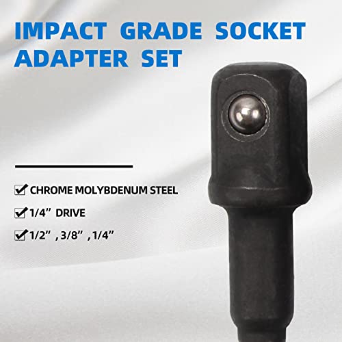 CCLIFE Juego de 17 piezas Adaptador Llave de Impacto Adaptadores para Llaves de Vaso1/4' 3/8' 1/2' 3/4'Junta Universal Impacto
