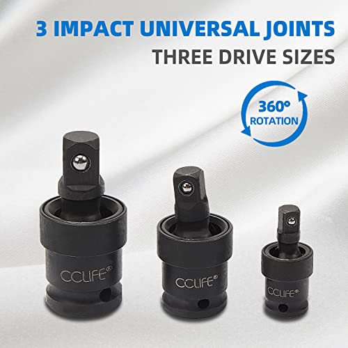 CCLIFE Juego de 17 piezas Adaptador Llave de Impacto Adaptadores para Llaves de Vaso1/4' 3/8' 1/2' 3/4'Junta Universal Impacto