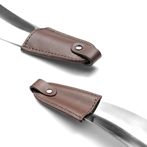 CCUCKY Calzador Portátil de Metal con Correa de Cuero,Fácil de Poner, Ideal para Viajes