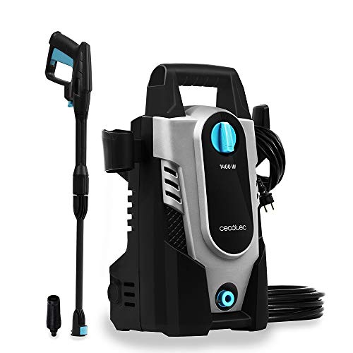Cecotec Hidrolimpiadora HidroBoost 1400. Compacta, potente y portátil. Máxima potencia 1400 W, Caudal 408 l/h, 105 bares Presión, Radio de acción + 9 m, Boquilla ajustable, Asa de transporte