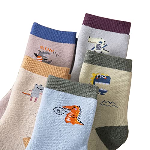 Ceguimos Calcetines Térmicos Invierno para Bebé Niños Pack de 5 Pares, Cocodrilo, 5-8 años