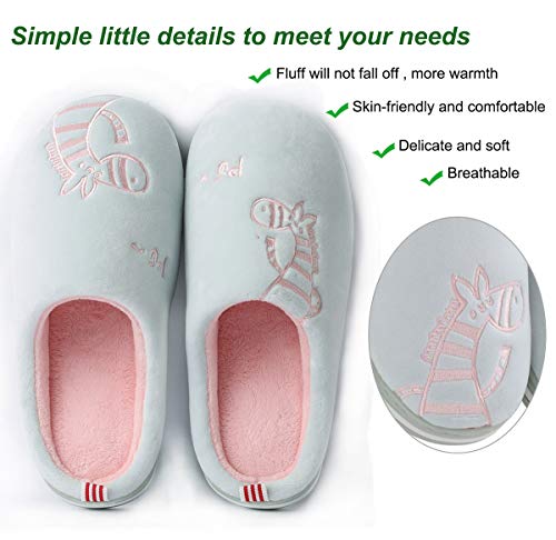 CELANDA Zapatillas de Casa para Mujer Hombre Cálido Zapatos de Estar Otoño Invierno Interior Casa Slippers Suave Algodón Zapatilla, B Verde Gris,37/38 EU = 38/39 Talla Fabricante