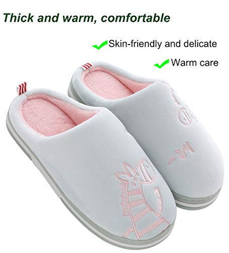 CELANDA Zapatillas de Casa para Mujer Hombre Cálido Zapatos de Estar Otoño Invierno Interior Casa Slippers Suave Algodón Zapatilla, B Verde Gris,37/38 EU = 38/39 Talla Fabricante