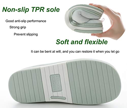 CELANDA Zapatillas de Casa para Mujer Hombre Cálido Zapatos de Estar Otoño Invierno Interior Casa Slippers Suave Algodón Zapatilla, B Verde Gris,37/38 EU = 38/39 Talla Fabricante