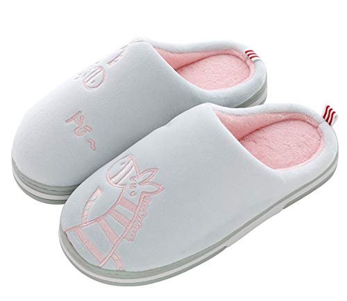 CELANDA Zapatillas de Casa para Mujer Hombre Cálido Zapatos de Estar Otoño Invierno Interior Casa Slippers Suave Algodón Zapatilla, B Verde Gris,37/38 EU = 38/39 Talla Fabricante