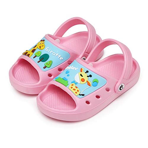 CELANDA Zapatillas de Ducha para Niños Playa Chanclas para Niña Niño Antideslizantes Sandalias de Baño Suave y Confortable Piscina Zapatos Rosa-B 26/27EU