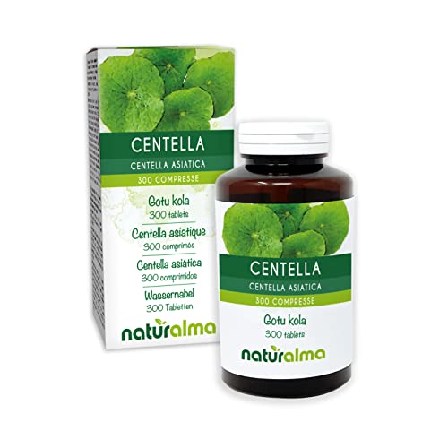 Centella asiática (Centella asiatica) hierba NATURALMA | 150 g | 300 comprimidos de 500 mg | Complemento alimenticio | Natural y Vegano