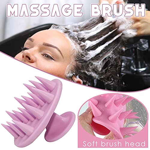 Cepillo de champú, cepillo de lavado para cabello seco y mojado, masajeador de cabeza con cerdas de silicona suave, pelo limpio, reduce la caspa (morado)