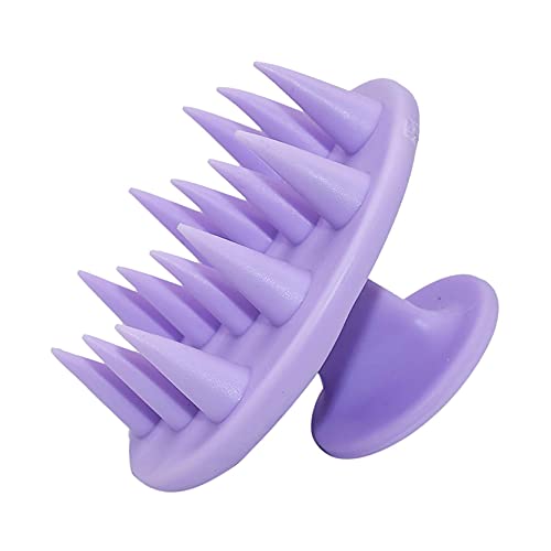 Cepillo de champú, cepillo de lavado para cabello seco y mojado, masajeador de cabeza con cerdas de silicona suave, pelo limpio, reduce la caspa (morado)