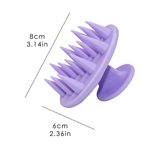 Cepillo de champú, cepillo de lavado para cabello seco y mojado, masajeador de cabeza con cerdas de silicona suave, pelo limpio, reduce la caspa (morado)