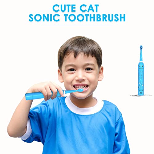 Cepillo de dientes eléctrico sónico para niños, cepillo de dientes recargable para niños de 3 a 12 años con recordatorio de 30 segundos, temporizador de 2 minutos, 6 modos, 6 cabezales de cepillo
