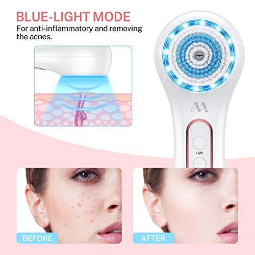 Cepillo de Limpieza Facial 5 en 1 Masajeador Facial Eléctrico Limpiador de Poros Faciales con 5 Cabezas de Cepillo Para el Acné, Puntos Negros, Piel Muerta y Maquillaje