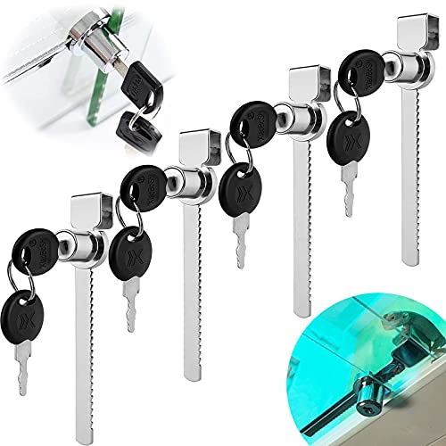 Cerradura Puerta Cristal,4 Piezas Puertas Correderas de Cristal Cerradura,Cerradura Puerta Cristal, Sin Taladrar,Reptile Terrario Vitrina Vitrina Deslizante de Cristal Puerta Cerradura,Trae 8 Llaves