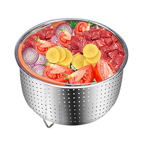 Cesta de acero inoxidable 304, para olla de cocer arroz, olla a presión, antiquemaduras, multifunción, cesta para limpiar y escurrir las frutas, con mango de silicona