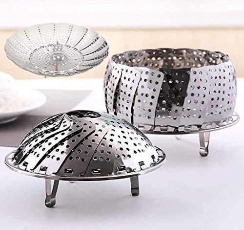 Cesta para vaporera de verduras, olla instantánea plegable ajustable de acero inoxidable y accesorios para olla a presión (diámetro 30 cm)