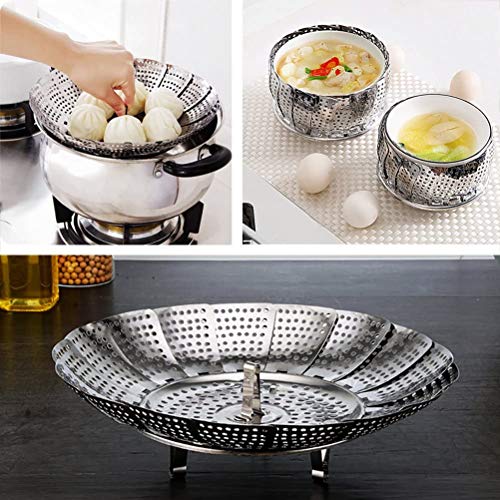 Cesta para vaporera de verduras, olla instantánea plegable ajustable de acero inoxidable y accesorios para olla a presión (diámetro 30 cm)