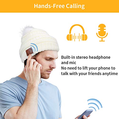 CestMall V5.0 Gorro Bluetooth, Fashion Knit Beanie Gorro Bluetooth Invierno Cálido Música Sombrero Auriculares Auriculares inalámbricos para Correr Esquí Senderismo Deportes de Invierno Ejercicio