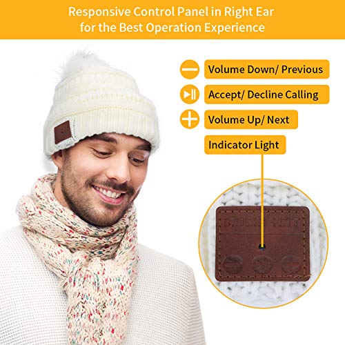 CestMall V5.0 Gorro Bluetooth, Fashion Knit Beanie Gorro Bluetooth Invierno Cálido Música Sombrero Auriculares Auriculares inalámbricos para Correr Esquí Senderismo Deportes de Invierno Ejercicio