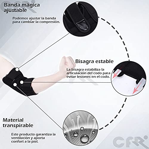 CFR Codera para el Codo con Bisagra, Banda Mágica Ajustable, Protección para el Codo, para la Vida Diaria