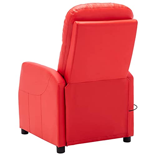CGTOLOS Sillón de Masaje eléctrico, Sillón Masajeador, Hogar Sillón Relax, Sillón Reclinable, Sillón Tapizado, reclinable Piel sintética Rojo Tinto
