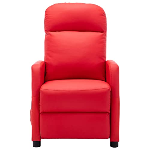 CGTOLOS Sillón de Masaje eléctrico, Sillón Masajeador, Hogar Sillón Relax, Sillón Reclinable, Sillón Tapizado, reclinable Piel sintética Rojo Tinto
