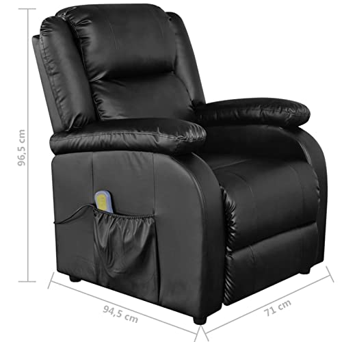 CGTOLOS Sillón de Masaje, Hogar Sillón Relax, Sillón Relax, Sillón Reclinable, Butaca Sillón, de Cuero sintético Negro