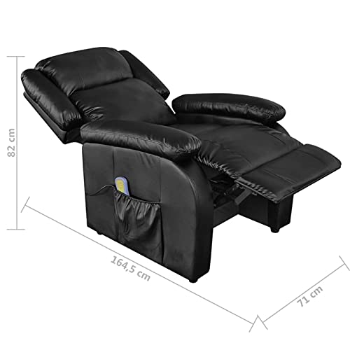 CGTOLOS Sillón de Masaje, Hogar Sillón Relax, Sillón Relax, Sillón Reclinable, Butaca Sillón, de Cuero sintético Negro