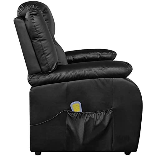 CGTOLOS Sillón de Masaje, Hogar Sillón Relax, Sillón Relax, Sillón Reclinable, Butaca Sillón, de Cuero sintético Negro