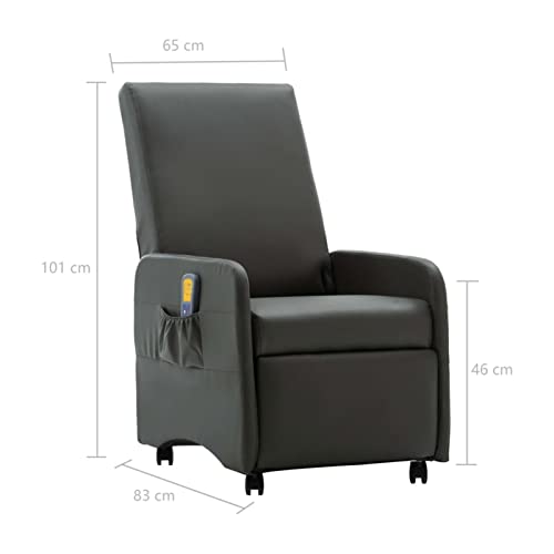 CGTOLOS Sillón de Masaje, reclinable de Cuero, Sillón Masajeador, Ideal Gente Mayor, Sillón Tapizado, Butaca Salón, sintético Gris