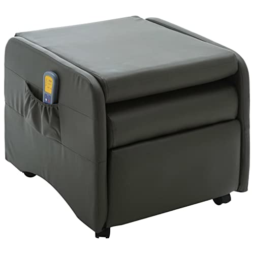 CGTOLOS Sillón de Masaje, reclinable de Cuero, Sillón Masajeador, Ideal Gente Mayor, Sillón Tapizado, Butaca Salón, sintético Gris