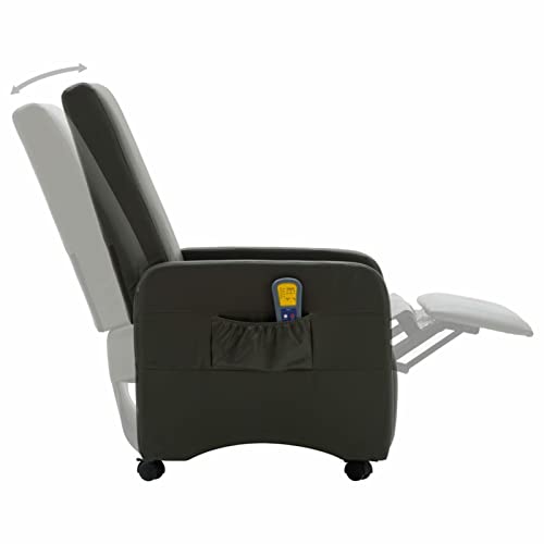 CGTOLOS Sillón de Masaje, reclinable de Cuero, Sillón Masajeador, Ideal Gente Mayor, Sillón Tapizado, Butaca Salón, sintético Gris