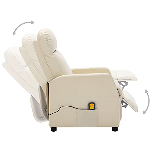 CGTOLOS Sillón de Masaje, reclinable eléctrico, Hogar Sillón Relax, Sillón Reclinable, Sillón Masaje Relax, de Piel sintética Crema