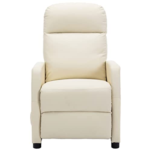CGTOLOS Sillón de Masaje, reclinable eléctrico, Hogar Sillón Relax, Sillón Reclinable, Sillón Masaje Relax, de Piel sintética Crema