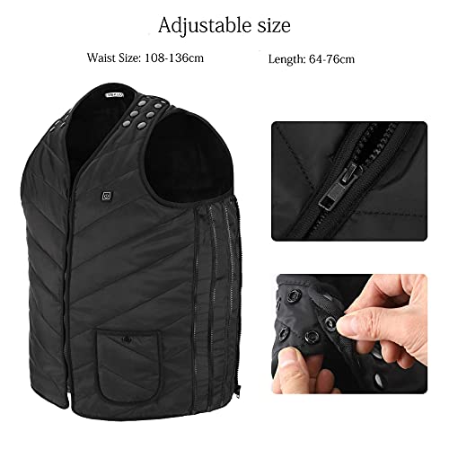 Chaleco Calefactable para Hombre Mujer, Unisex Chaleco Forro Polar sin Mangas con 3 Ajustes de Temperatura, Tamaño Ajustable, Lavable Chaquetas Calefactores Invierno para Moto Pesca Caza Esquí
