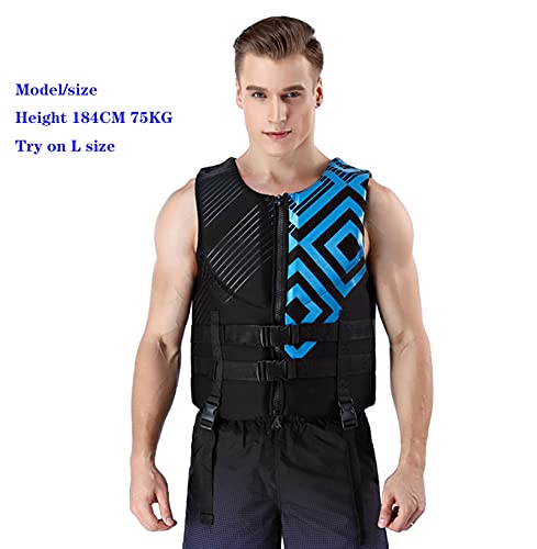 Chaleco De Natación Adultos Kayak, Chaleco Ajustable Natación Navegando Navegando Chaqueta De Seguridad De Vela Con Cinturón De Silbato Adecuado Para Adultos Menores De 95 Kg,Azul,XXL