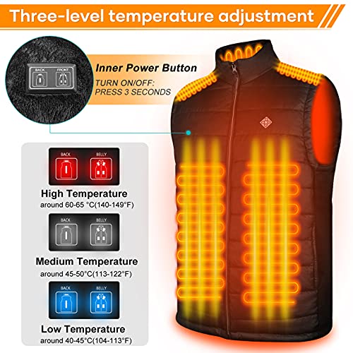 Chaleco Térmico Electrico para Hombre y Mujer con Calentador de Cuello - Chaleco Ligero USB con Doble Control de Temperatura independiente para Moto,Caza,Pesca,Ciclismo (Batería no incluida)-XL