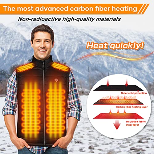 Chaleco Térmico Electrico para Hombre y Mujer con Calentador de Cuello - Chaleco Ligero USB con Doble Control de Temperatura independiente para Moto,Caza,Pesca,Ciclismo (Batería no incluida)-XL