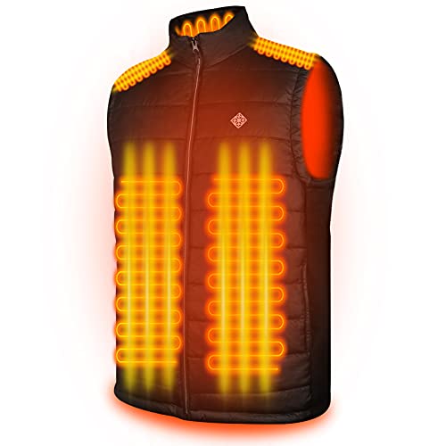 Chaleco Térmico Electrico para Hombre y Mujer con Calentador de Cuello - Chaleco Ligero USB con Doble Control de Temperatura independiente para Moto,Caza,Pesca,Ciclismo (Batería no incluida)-XL
